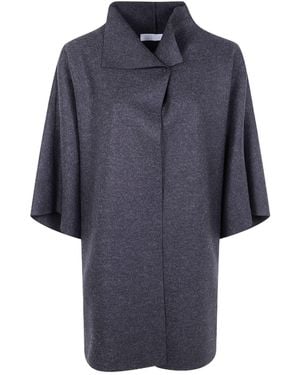 Harris Wharf London Mantle High-Neck Half-Sleeve Coat - Blue
