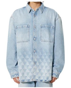 Marcelo Burlon Laser Cross Denim Overshirt - Blue