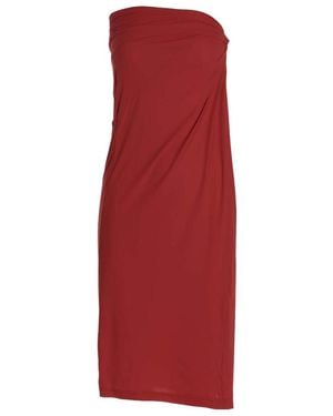 Atlein Draped Midi Skirt - Red