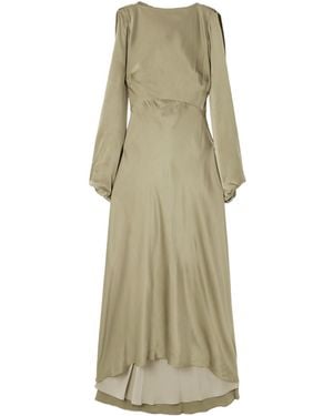 ROKSANDA Koda Draped Cape-Effect Silk-Satin Maxi Dress - Natural