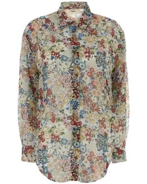 KHAITE Goya Floral Printed Buttoned Shirt - Grey