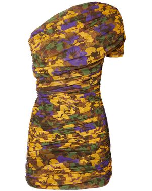 Saint Laurent Ruched One-Shoulder Dress - Multicolor