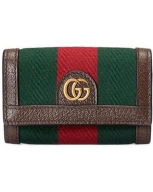 Gucci Double G Web Striped Key Bag - Multicolour