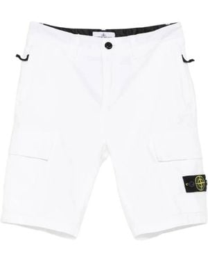 Stone Island Button-Up Shorts - White