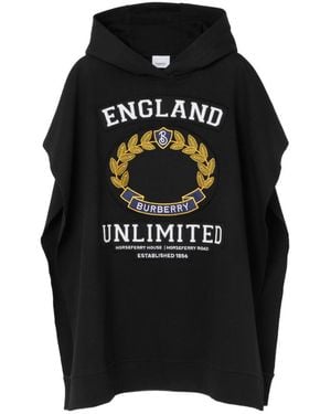 Burberry Graphic-Print Hooded Poncho - Black