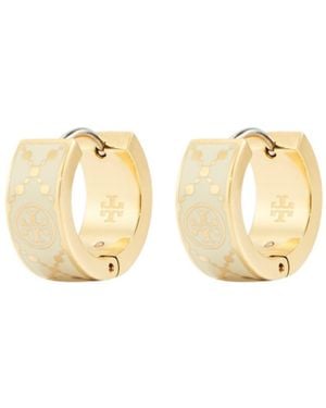 Tory Burch Small T Monogram Hoop Earrings - Metallic