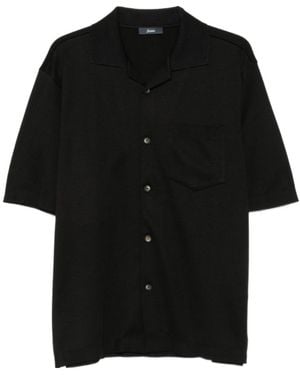 Herno Chest-Pocket Short-Sleeved Button-Up Shirt - Black