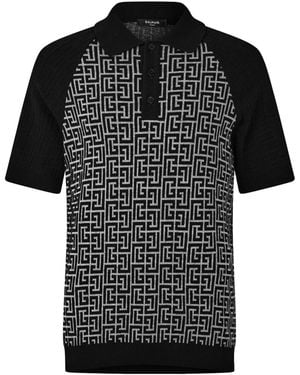 Balmain Printed Polo Shirt - Black