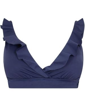 Ralph Lauren V-Neck Ruffled Short Top - Blue