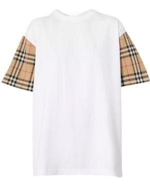 Burberry Plaid Spliced Short-Sleeved T-Shirt - White