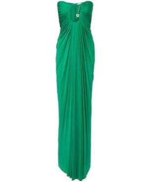 Christopher Esber Helix Crystal Gathered Gown - Green