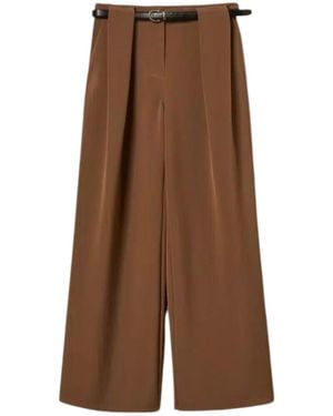 Twinset Pleated-Detail Casual Pants - Brown