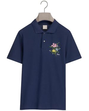 Dior Polo Shirt With Secret Garden Embroidery, Relaxed Fit - Blue