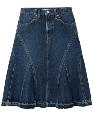 RE/DONE Net Sustain Frayed Organic Denim Skirt - Blue