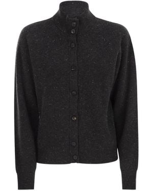 Peserico Button-Front Long-Sleeve Knit Cardigan - Black