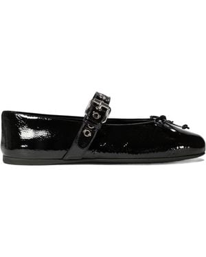 Miu Miu Polished Buckle Fastened Ballerinas - Black