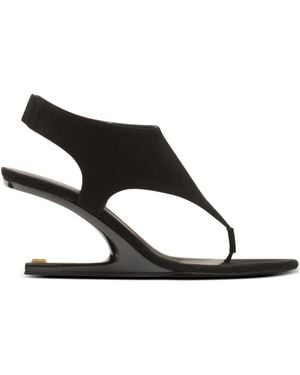 Balmain No Wedge Suede Sandals - Black