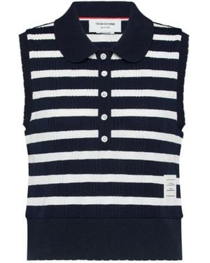 Thom Browne Striped Polo - Blue