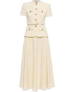 Self-Portrait Crepe Tailored Midi Dress - Natural