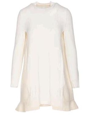 ワンピース Sacai Cotton and knit dress White Sacai White Cotton Poplin & Knit Inset Midi Dress S Sacai | TLC