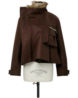 Sacai Melton Jacket - Brown