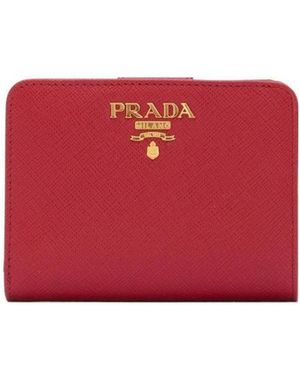 Prada Small Saffiano Leather Wallet - Red