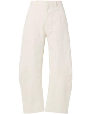 Nili Lotan Shon Cotton-Blend Twill Barrel-Leg Trousers - White