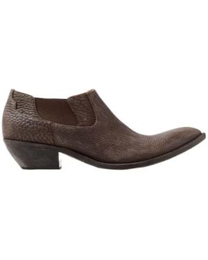 Versace Textured Heel Ankle Boots - Brown