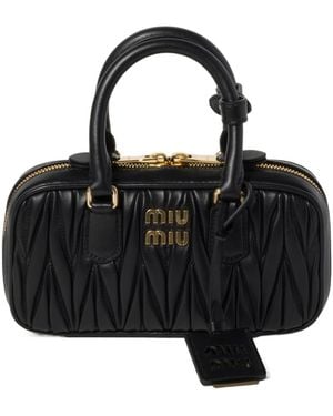 Miu Miu Arcadie Matelassé Nappa Leather Mini-Bag - Black