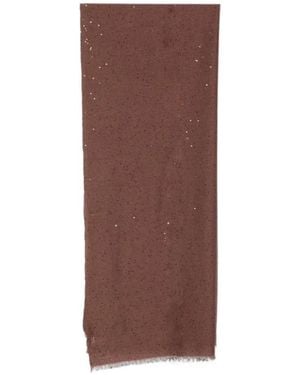 Brunello Cucinelli Sequin-Embellished Frayed Scarf - Brown