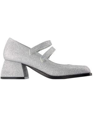 NODALETO Bulla Bacara Glitter-Detailed Court Shoes - White