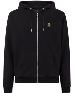 Belstaff Logo-Patch Zip-Up Hoodie - Black