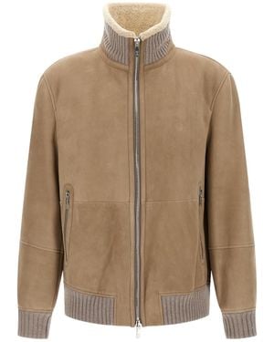 Brunello Cucinelli Zip-Up Ribbed Hem Jacket - Brown