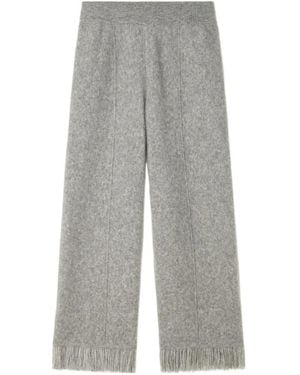 Alanui Finest Fringed-Hem Trousers - Grey
