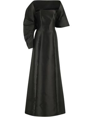 Alberta Ferretti Square-Neck A-Line Long Dress - Black