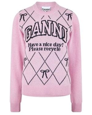 Ganni Long Sleeve Jumper - Pink