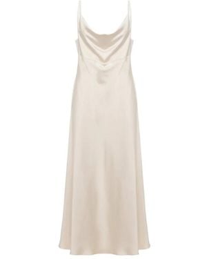 D.exterior Satin Cowl-Neck Maxi Dress - White