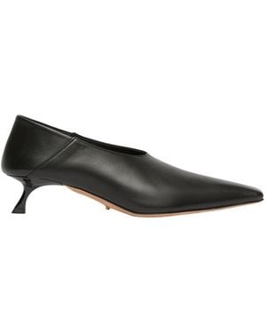 Sportmax Nappa Leather Court Shoes With Foldable Back - Black