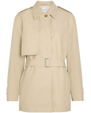 Vince Belted Cotton-Blend Poplin Trench Jacket - Natural