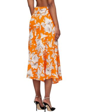 Erdem Floral-Print Satin Skirt - Orange