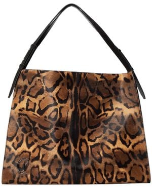 Christian Louboutin Leopard Print Leather Shoulder Bag - Brown