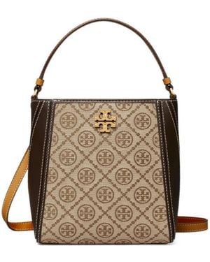Tory Burch Mcgraw T Monogram Small Bucket Bag - Brown