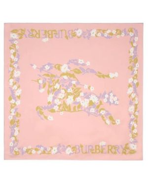 Burberry Floral Prinyed Finished-Edge Scarf - Pink