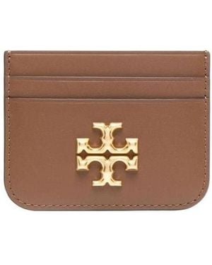 Tory Burch Eleanor Logo-Plaque Cardholder - Brown