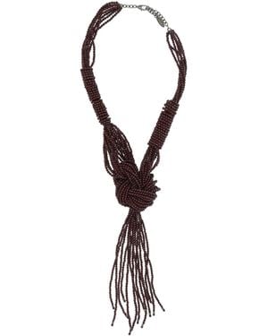 Brunello Cucinelli Beaded Knot-Detail Necklace - White