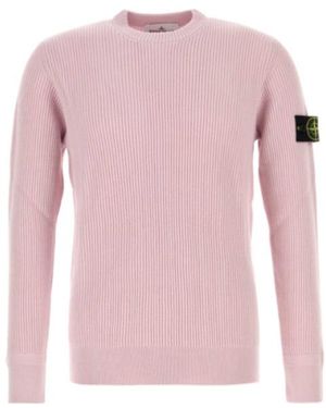 Stone Island Logo Patch Crewneck Sweater - Pink