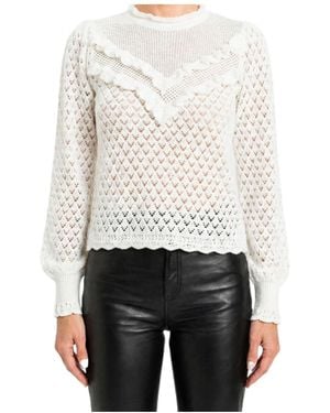 Twinset Ruffled Long-Sleeved Knitwear - White