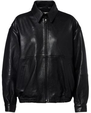 Nour Hammour Long-Sleeved Leather Jacket - Black