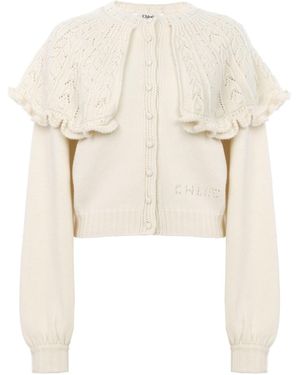 Chloé Wool And Cashmere Long-Sleeved Knitwear - Natural