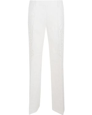 ERMANNO FIRENZE Embroidered Straight-Leg Trousers - White